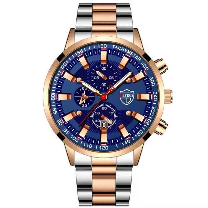 Reloj Deportivo Para Hombre Moda Negocios Acero Inoxidable Cuarzo Calendario Luminoso Reloj Hombre Casual - 1