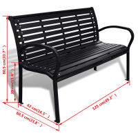 vidaXL Banco de jardín acero y WPC negro 125 cm - details 4