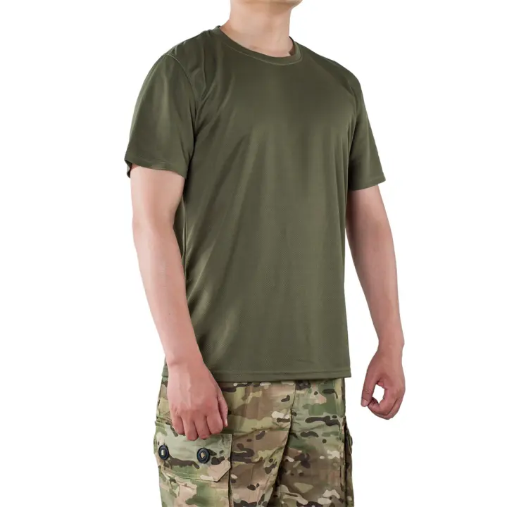 Camiseta Táctica Para Hombre MEGER Quick Dry Camiseta De Gimnasio Con Cuello Redondo Manga Corta Talla Grande Hasta 4XL Casual - 1