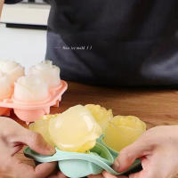 Molde De Hielo En Forma De Rosa 3D Con 4 Agujeros Molde De Silicona Para Cubitos De Hielo Y Balones Herramientas De Cocina Para El Bar - details 6
