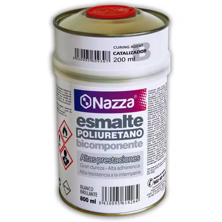 Pack Esmalte de Poliuretano Blanco de Altas Prestaciones  Bicomponente  Para Bañeras y Sanitarios  1 Litro (a+b) - 1