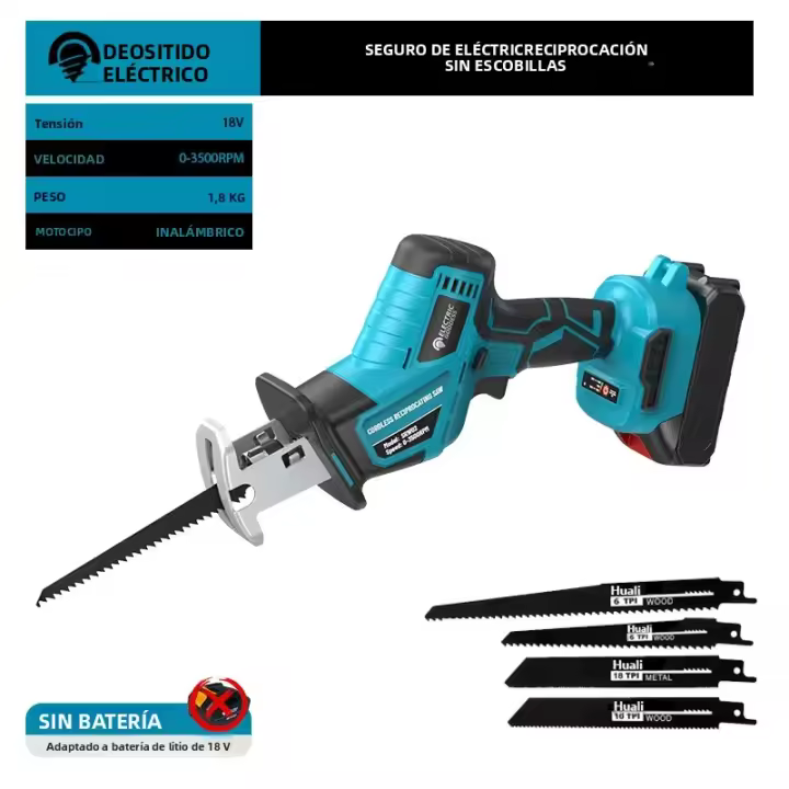 Sábanas Reciprocantes Sin Cable 3500RPM Motor Sin Escobillas Batería De Litio Operación Con Una Mano Compatible Con Batería Makita 18V Corte Máximo De 130mm Para DIY En El Hogar - 1