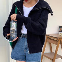 HELIAR Chaqueta De Cariátida Para Mujer Con Cierre De Cremallera Y Cuello Bajado Solido Suéter Casual De Manga Larga Abrazadora Para Oficina Otoño Invierno - details 14