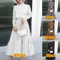 Vestido Largo Elegante ZANZEA Para Mujer Con Cuello Alto Y Volantes Color Sólido Ropa Casual Vestidos De Fiesta De Navidad Y Cumpleaños - details 1