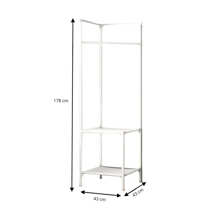 LUTODY - Perchero de pie, Zapatero, Compacto de varios niveles, Organizador esquinero de prendas y zapatos, Vertical, Tubo metal, Vestidor portátil para recibidor, Entrada, Sala de estar, Salón, Ligero y resistente - 1