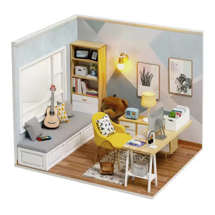 DAM. Estudio Soleado. Maqueta 3D realista con gran detalle y luces led. 31x27x27cm. - 1