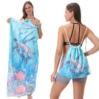 Toalla de playa europea y americana, bolsa integrada, mochila de almacenamiento portátil, toalla estampada, toalla de baño - details 1