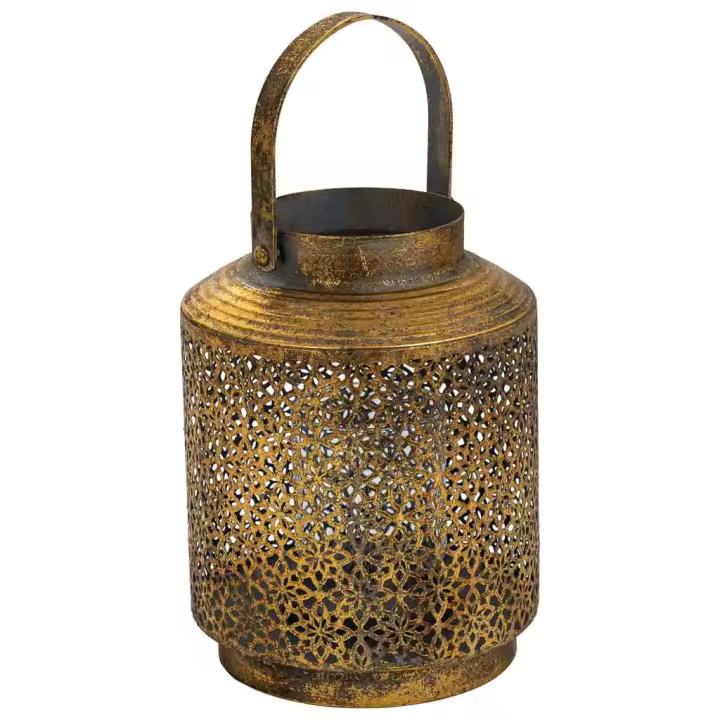 WANDERLUST DECO Portavelas Metal Dorado 16x16x21h Cm - Elegante Diseño para Crear Ambiente Cálido - 1