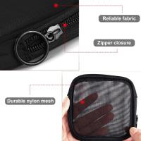 4 bolsas de Malla para maquillaje, Bolsa de Malla para Cosméticos, mini Bolsa portátil (negra, pequeña) - details 1
