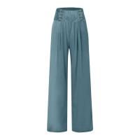 Pantalones Anchos De Pierna Con Bolsillo Para Mujer Estilo Algodón Lino Primavera Verano Cintura Alta Ruched Casual Pantalones De Playa - details 21