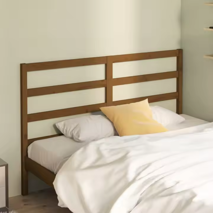 vidaXL Cabecero de cama madera maciza de pino marrón miel 126x4x100 cm - 1