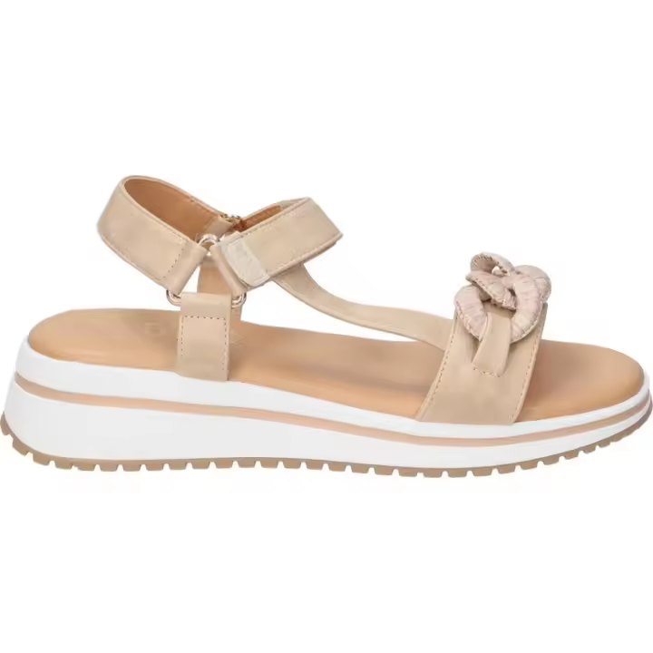 D’ANGELA | Sandalias de Cuña D'Angela para Mujer – Sandalias en Color Camel con Detalle – Sandalia con Cierre de Velcro – Cuña Media y Cómoda – Versátiles y Combinables – Modelo DKO28174 - 1
