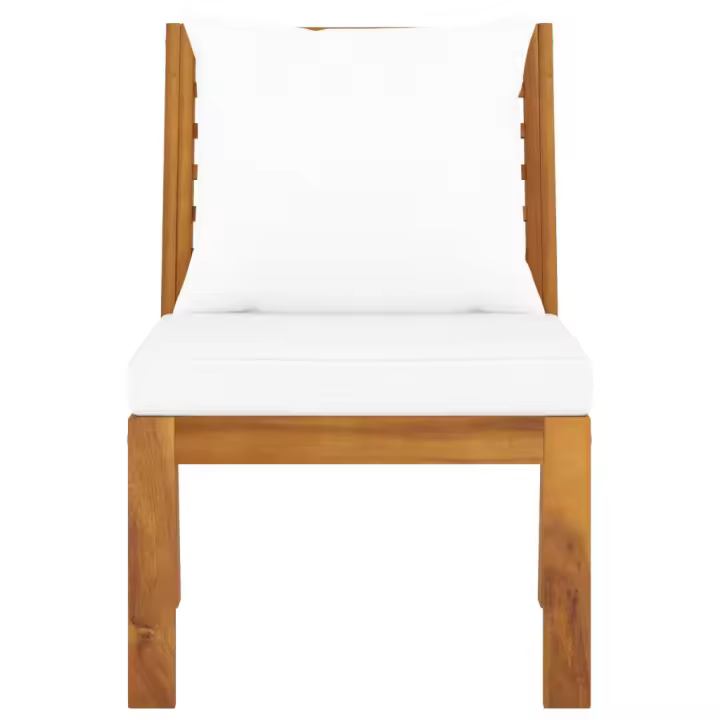 Sofá speccional central con crema de madera maciza Acacia - 1