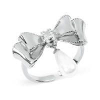 Encanto Anillo de aleación con forma de lazo y perlas de imitación para mujer,
anillos grandes elegantes de cristal para fiesta de boda, joyería Simple de moda, regalo para niñas - details 0