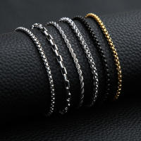 Cadena De Correa Clásica De Acero Inoxidable 3mm Encanto Moda Para Joyería Unisex Color Oro/Black/Aceite 50cm/60cm/70cm - details 4