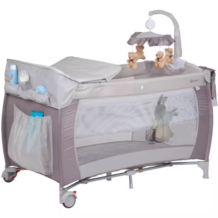 Cama De Viagem Com Muda-Fraldas babyGO Sleeper Delux Beige - 1