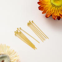 100pcs Alfileres De Cabeza Redonda Pintados De Oro 14K 18K 16-50mm Para Fabricación De Joyas Encuentros De Metal De Cobre Planos Con Ojo Suministros Para DIY - details 6