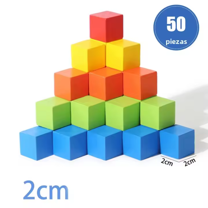 Bloques De Construcción De Madera Coloridas Para Niños Cubos De Madera Para Aprender Formas Y Colores Juguete De Pilastra Para Bebés Y Niños - 1