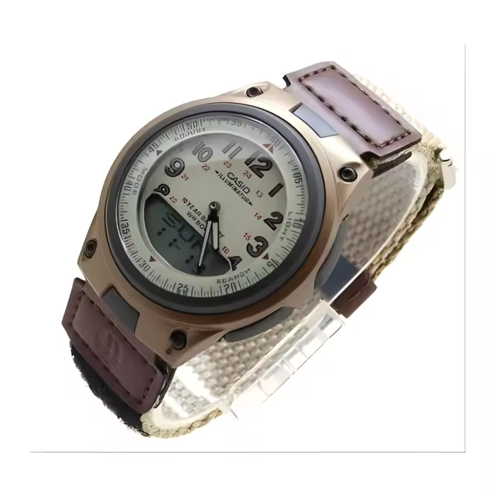 Reloj hombre deportivo militar Casio AW-80V-5B correa tela 10 años batería telememo 30 luz de fondo - 1