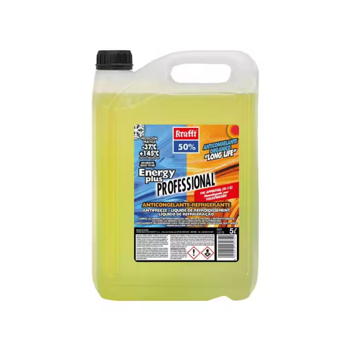 Krafft Anticongelante Refrigerante Energy Plus CC. 50% (G-12) Orgánico 5L - Protección Anticongelante Hasta -37 C - 1