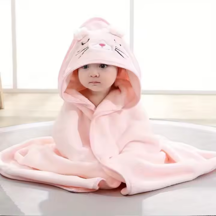 Toalla de baño de lana de Coral para bebé, albornoz, camisón, edredón envuelto, absorbente, rápido, suave, Unisex, 1 pieza - 1