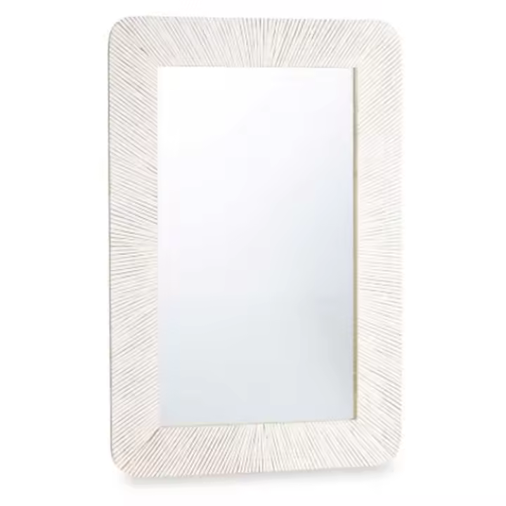 Espejo de pared 38 Blanco Marrón Rayas 90 x 60 x 2 cm Rectangular - 1