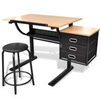 vidaXL Escritorio inclinable con tablero de dibujo y taburete mesa de dibujo - details 1