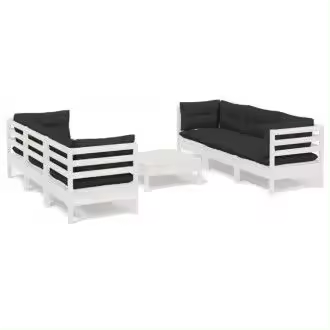 VIDAXL conjunto de muebles para exterior de 7 piezas color blanco con cojines gris antracita vida xl - 1