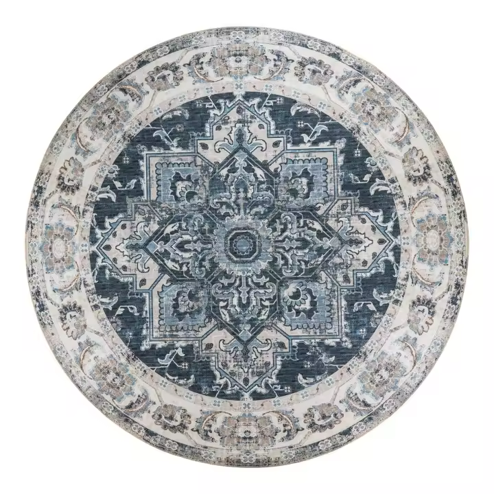 Alpobra Redonda Habana, Poliestirino Chenilla, Azul, 200x200x1 cm - 1
