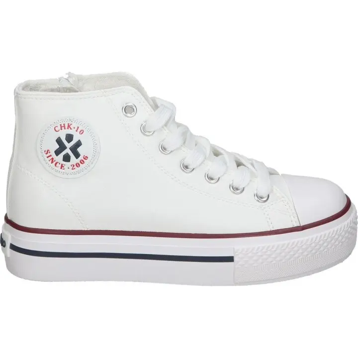 CHK10 | Zapatillas Altas CHK10 City Up Kids 04W Infantiles – Zapatillas Poliéster en Color Blanco – Sneakers con Cierre de Cordones y Velcro – Máximo Ajuste – Cómodas – Versátiles – Casual - 1