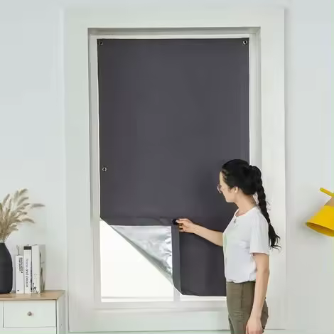 SOMY Cortinas Persianas con Ventosa con Aislamiento Térmico para Ventanas de Tejado Reflectoras de Rayo Solar Ventosa Velux 60x120Cm Cubierta para Muebles de Jardín Gris Oscuro - 1