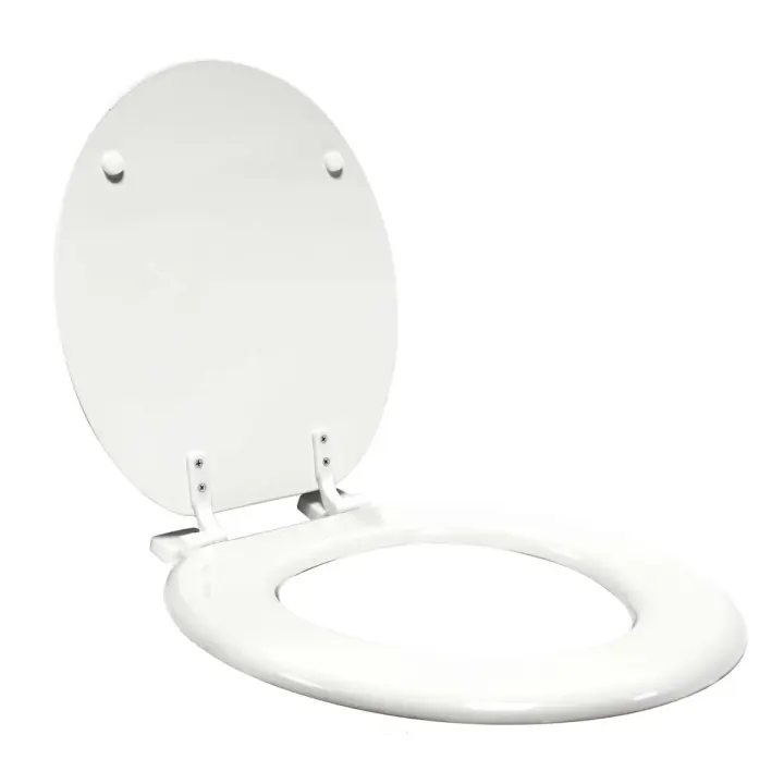 Acomoda Textil – Tapa de WC de Madera MDF con Bisagras Ajustables de Fácil Instalación para Baño. Asiento para Inodoro Blanco Universal, Resistente, Cómodo y Robusto. - 1