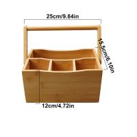 Cesta De Almacenamiento Colgante Para Cocina Con Compartimentos Para Cuchillos Y Cucharas Organizador De Frutas Y Verduras Hecho De Bambú - details 1