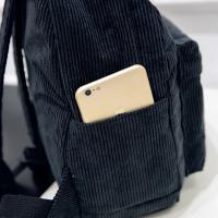 Mochila De Corduroy Para Mujer Estilo Casual Color Sólido Bolsa De Hombro Con Capacidad Para Computadora Y Zapatos - details 18