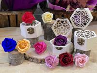 Lote de 12/18 baúl de madera troquelado hexagonal con rosas de jabón perfumadas - regalos para boda comuniones aniversarios bautizos, caja joyero de madera para regalos para invitadas de boda aniversarios cumpleaños bautizos comuniones - details 4