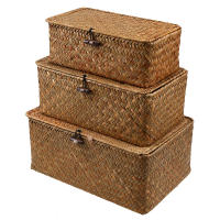 Cesta De Almacenamiento Rectangular De Rotura Hecha a Mano Caja De Organización Para Escritorio Para Ropa Y Artículos Domésticos Material De Paja Ecológico - details 1