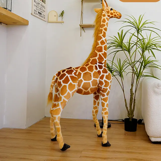 Gran Peluche De Giraffa Real Vida Juguete De Peluche Animal Suave Modelo De Simulación De Alta Calidad Regalo De Cumpleaños Decoración Para El Dormitorio De Los Niños - 1