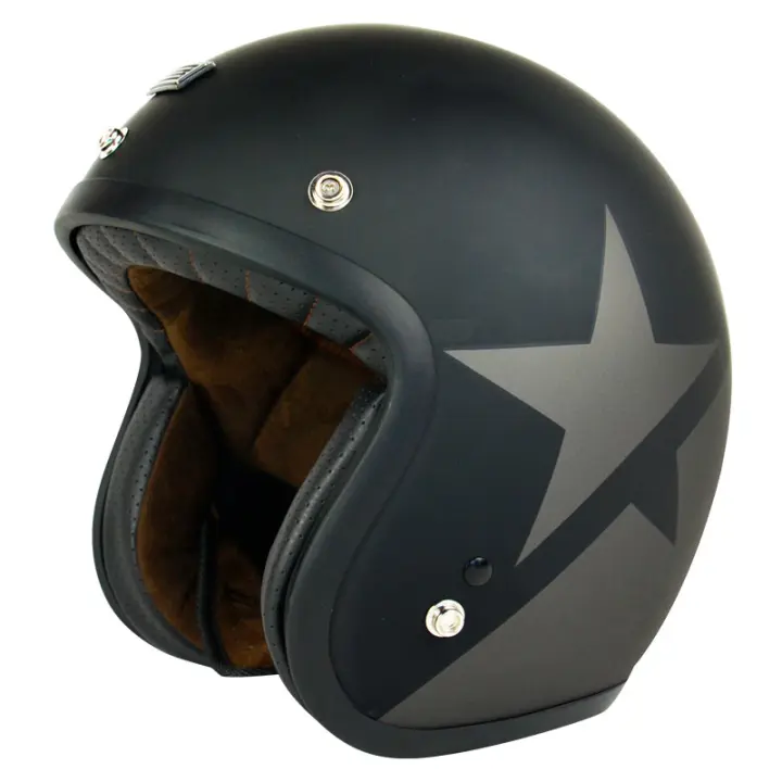 CASCO MOTO JET RETRO CON ESTRELLA COLOR METAL - 1