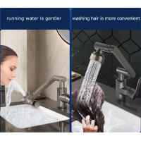 Grifo Universal Giratorio De Doble Modo Para Cocina Y Baño Con Brazo Mecánico Ajuste De Agua Caliente Y Fría Instalación Montada En La Mesa Estilo Contemporáneo - details 4