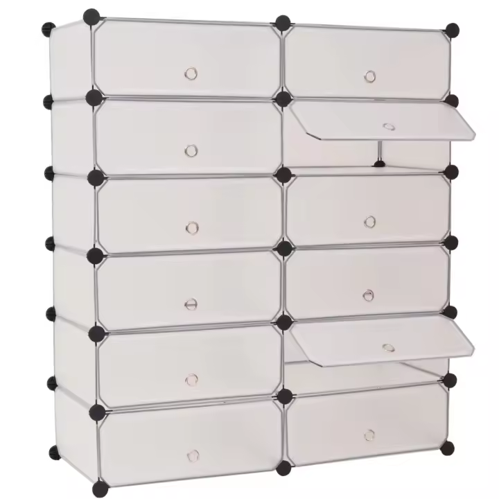 vidaXL Zapatero apilable con 12 compartimentos blanco - 1