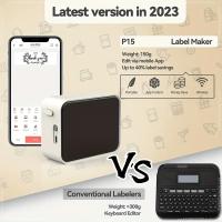 Impresora de etiquetas inalámbrica - Impresora térmica sin tinta P15, conectividad inalámbrica recargable portátil para Android/iOS, impresora de etiquetas portátil sin tinta de alta velocidad para la organización de la oficina en el hogar y los viajes - details 2