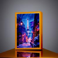 Lámpara De Noche LED En Forma De Luna De París Para Decoración Del Hogar Y Regalos De Navidad Marco De Fotos Con Iluminación De Dibujo De Ciudad Luz Para Mesa Lateral - details 8
