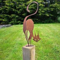 1pc Adorno De Jardín De Hierro Fundido Con Serie De Gato Rusticidad Para Valla De Halloween Decoración Exterior Para Fiesta De Jardín - details 5