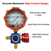 Gauge De Aire Acondicionado Para Refrigerantes R410A R22 R134a R404A Manifold Manómetro Con Espejo Visual 500psi/800psi - details 1