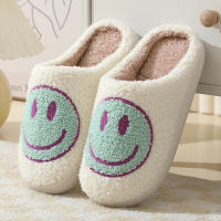 Zapatillas De Algodón Para Mujer Con Dibujos Divertidos Antideslizantes Para Uso Doméstico Rostro Sonriente Otoño/Invierno Couplet De Piel - details 9