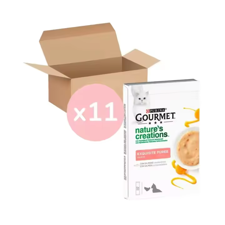 Gourmet Natures Creation Puré Snack Salmón y Zanahoria Pack 11 cajas. - Snack para gatos sabor salmón (pack 55 sobres) - 1