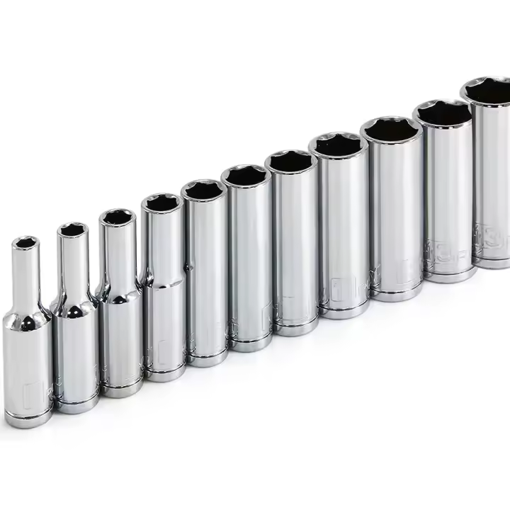 Juego De Llaves Inglesas De Crono Profundo 6 Puntos Métricas 11 Piezas 1/4 Pulgada 4 Mm a 14 Mm Grado Profesional - 1