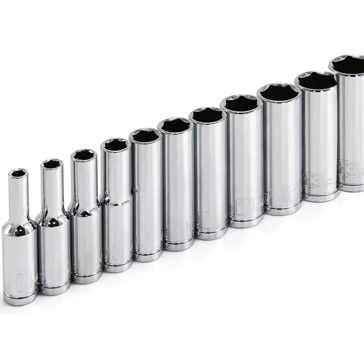 Juego De Llaves Inglesas De Crono Profundo 6 Puntos Métricas 11 Piezas 1/4 Pulgada 4 Mm a 14 Mm Grado Profesional - 1