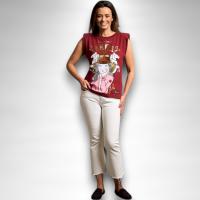 Top Rodeos Anabel Lee - Sin Mangas, Hombros Definidos y Maxi Print Foil Dorado - details 3