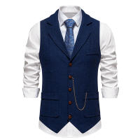 Chaleco Retro Para Hombres Con Cadena Y Bolsillos Estilo Tweed Escocés Casual Vintage Británico Adecuado Para Fiestas Y Tiempo Libre Talla US S a XXL - details 4